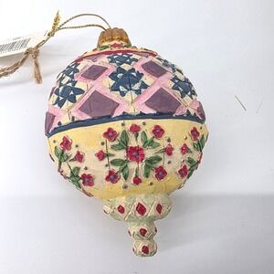 Vintage Jim Shore Heartwood Creek Floral Top Bottom Hanging Ornament 118707 2004